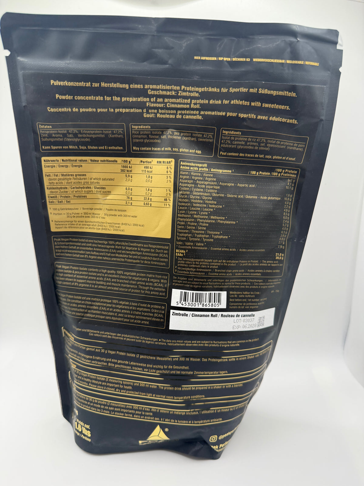 PEAK Vegan Protein Isolate 750g