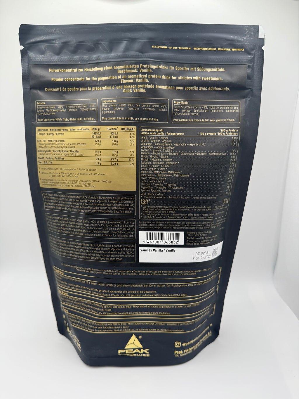 PEAK Vegan Protein Isolate 750g