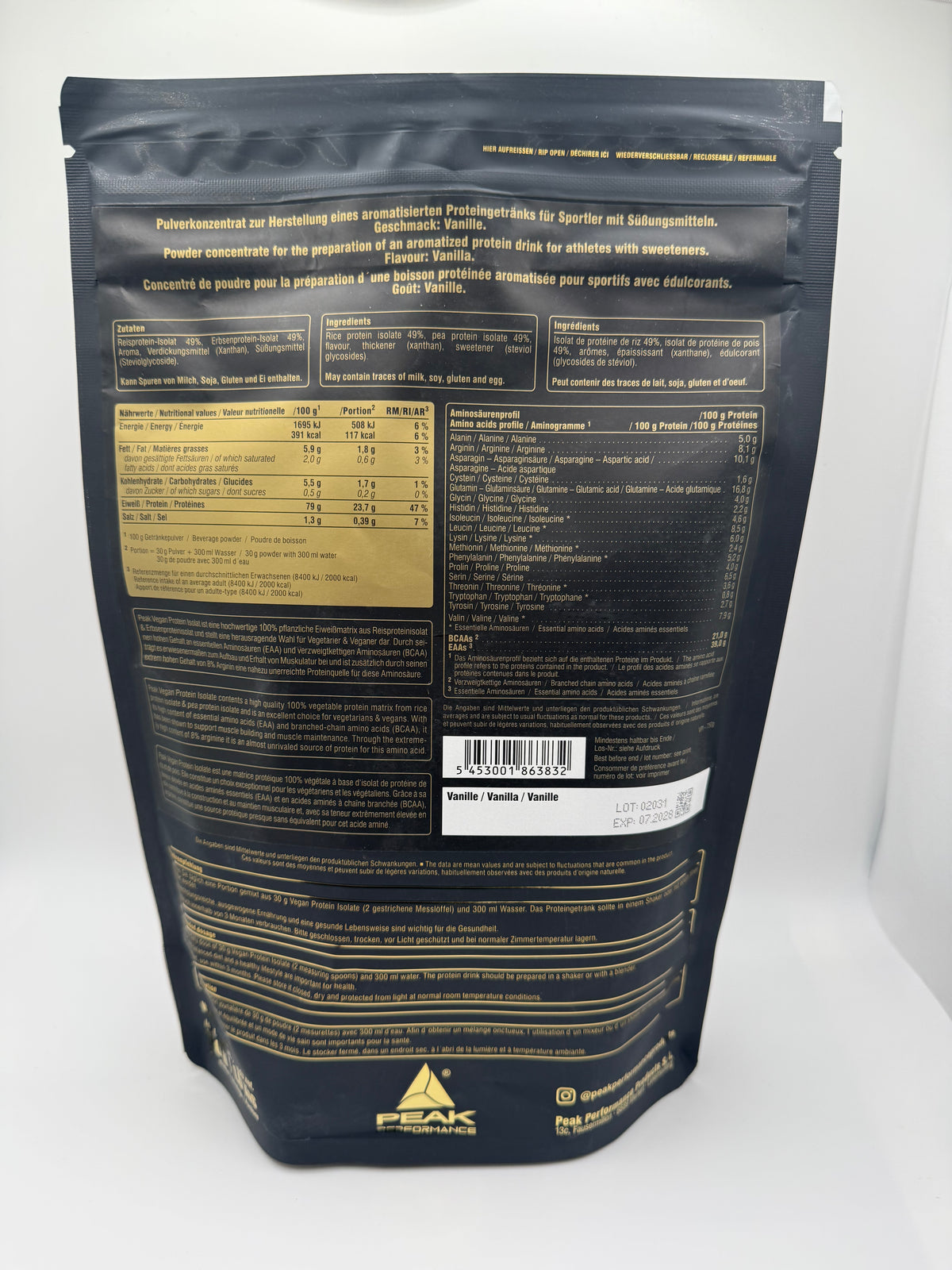 PEAK Vegan Protein Isolate 750g
